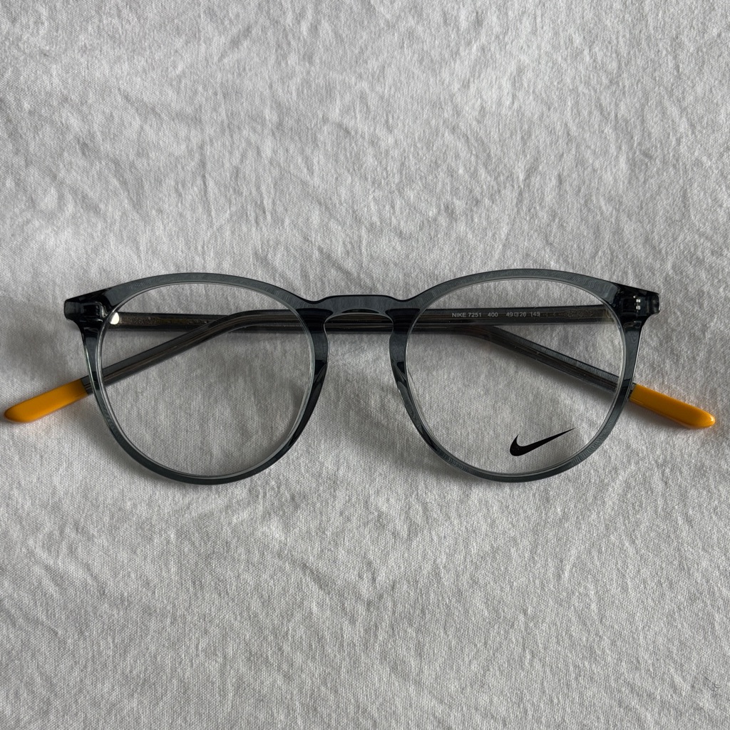Nike Light Blue And Gray Men's Glasses With Yellow Tips Just Demos